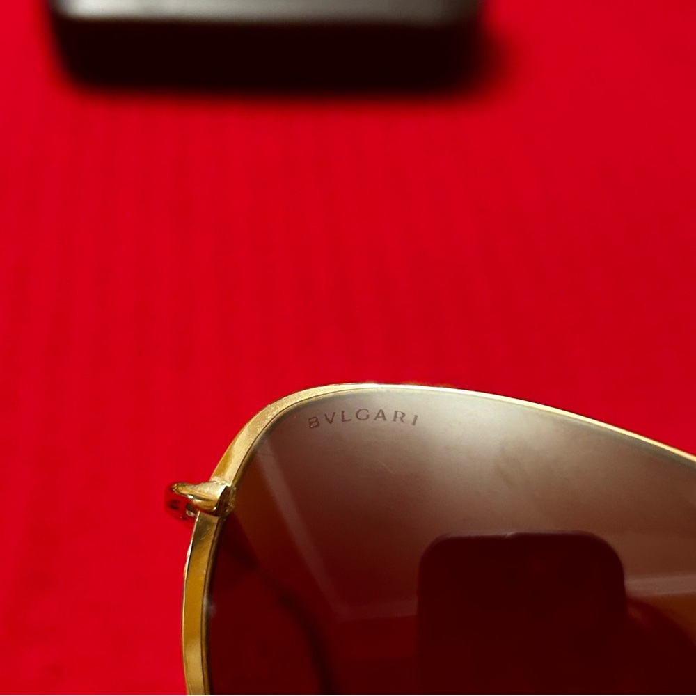 Bvulgari Sunglasses EUC With Case Aviators Gold Frame Brown Lenses Made In Italy - Picture 6 of 9